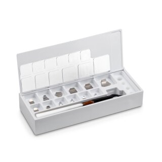 1 mg - 500 mg | F1 Gewichtssätze, Plättchen, Edelstahl poliert, im Kunststoff-Etui
