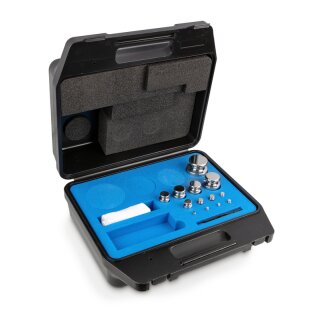 Gewichtssatz OIML-Klasse E1, Nennwert 1 g - 1 kg, Knopf, Edelstahl poliert, im Kunststoffkoffer